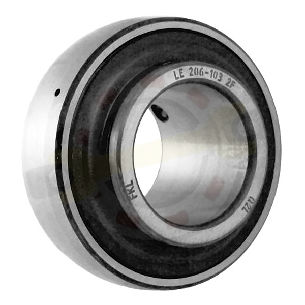 Подшипник 30,1625х62х38,1/18 мм, шариковый с круглым отверстием на вал 30,162 мм, сферическое наружное кольцо. Артикул LE206-103-2F (FKL) - детальная фотография
