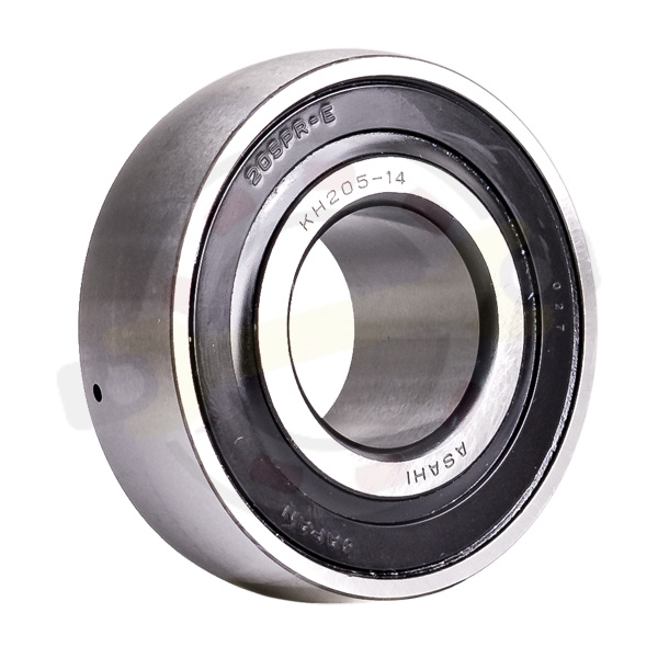 Подшипник 22,225х52х31/15 мм, шариковый с круглым отверстием на вал 22,225 мм, сферическое наружное кольцо. Артикул KH205-14GAE (Asahi)