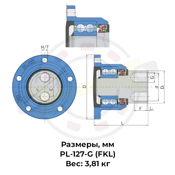 Ступица со специальным валом, 5 отверстий крепления диска. Артикул PL-127-G (FKL) - детальная фотография