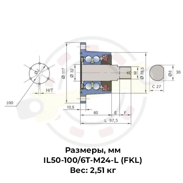 Аналог Ступицы 5554513 IL50-100/6T-M24.L Детальное фото